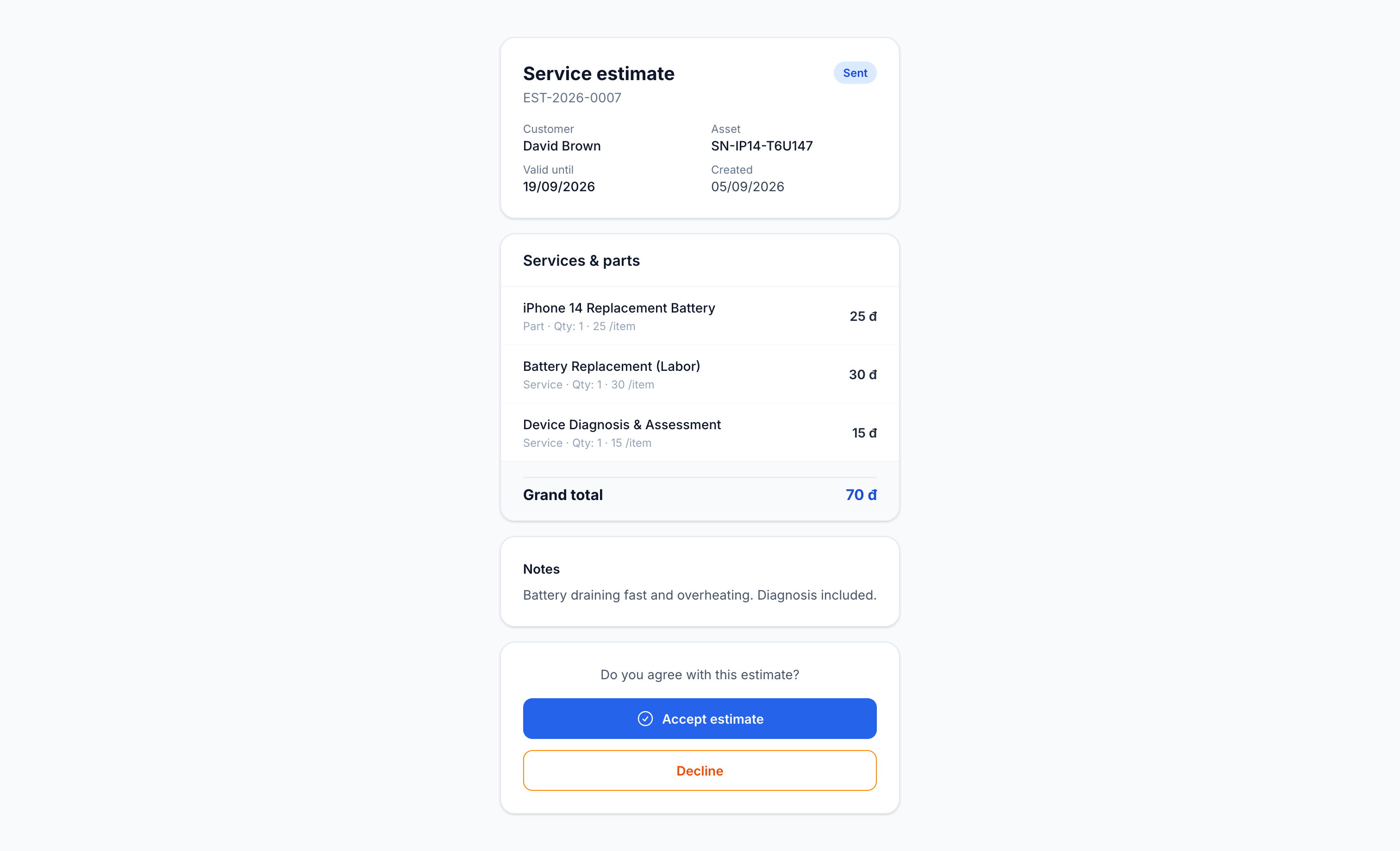 Customer Estimate Approval